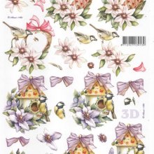 Feuille 3D mésanges et petits